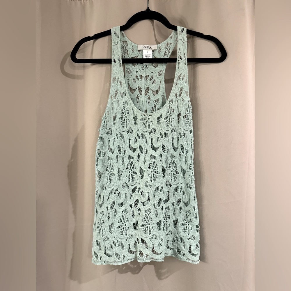 Mint Crochet Tank Top - Women's Sleeveless Layering Tee